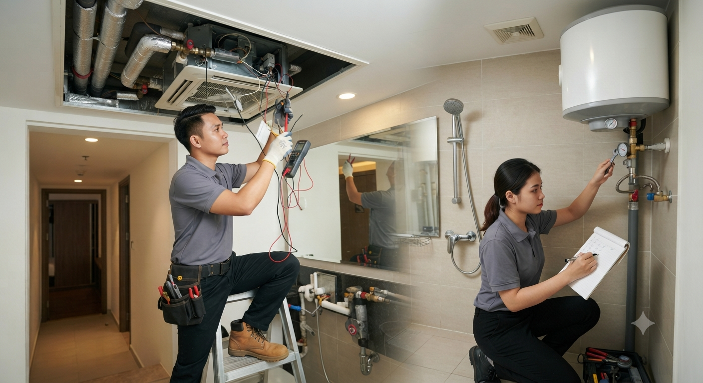 Các bước kiểm tra chi tiết hệ thống điều hòa và nước nóng
